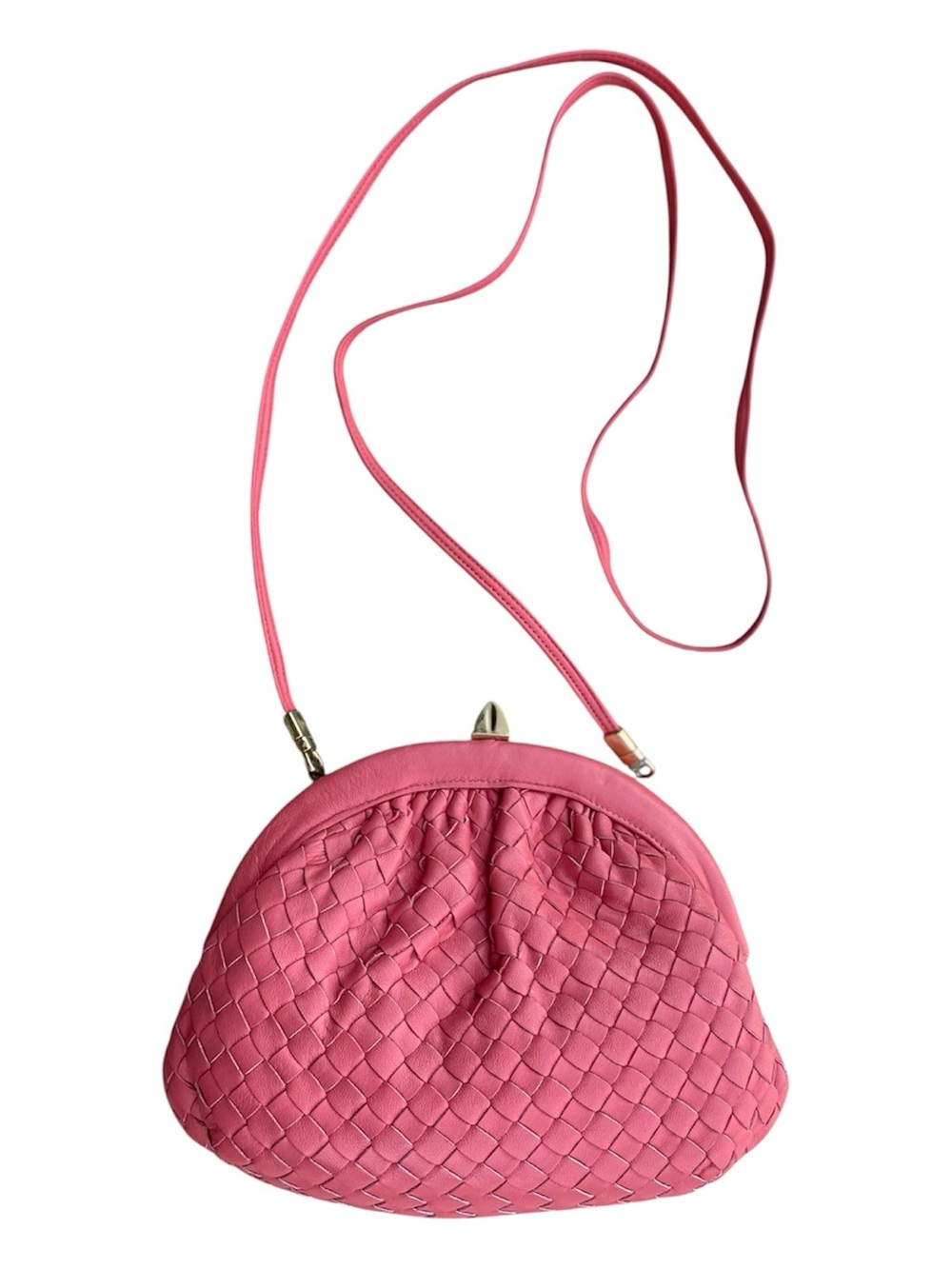 MAYERS vintage woven leather kisslock crossbody/clutch. - Picture 1 of 11